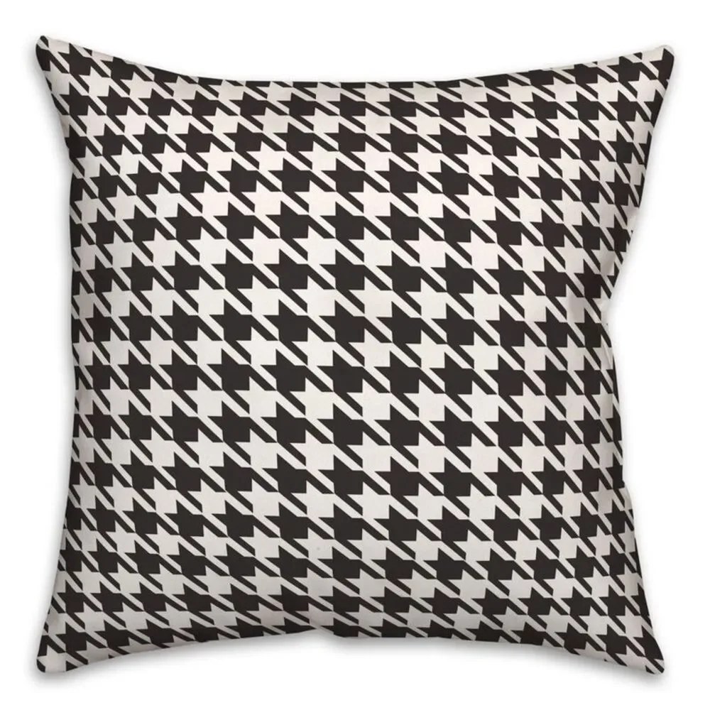 Creative Products Black and White Houndstooth Plaid 20 x 20 Spun Poly Pillow